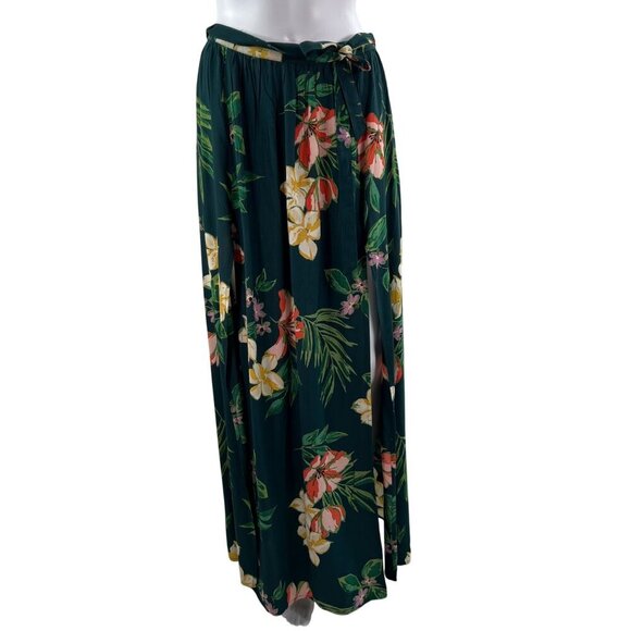 Anthropologie Patrons Of Peace Floral S Flowy Maxi Skirt Green Resort Bloomcore - Picture 8 of 16